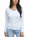 Grace & Lace Modal V-neck Long Sleeve Tee In Ivory In White