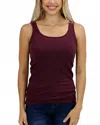 Grace & Lace Perfect Fit Ribbed Tank Top In Purple Raisin In Burgundy