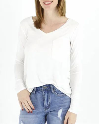 Grace & Lace Perfect Pocket Long Sleeve Tee In Ivory In Multi