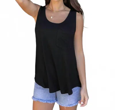 Grace & Lace Perfect Pocket Scoop Tank Top In Black