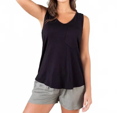 Grace & Lace Perfect Pocket V-neck Tank Top In Black In Blue