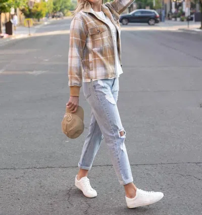 Grace & Lace Plaid Flannel Jacket In Neutral Camel/ivory In Multi