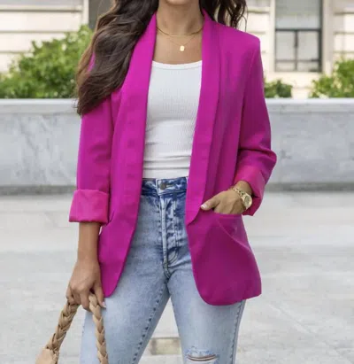 Grace & Lace Pocketed Fashion Blazer In Magenta In Pink