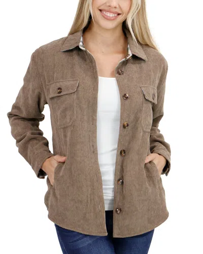 Grace & Lace Reversible Corduroy Shacket In Tan/olive Plaid In Multi