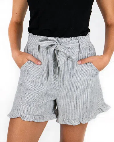 Grace & Lace Ruffle Linen Shorts In Beige In Blue