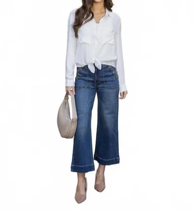 Grace & Lace Sailor Wide Leg Jeans In Mid Wash In Blue