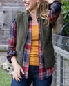 Grace & Lace Sherpa Vest In Olive In Green