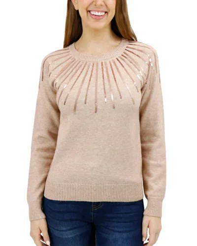 Grace & Lace Shimmer Sweater In Heathered Oatmeal In Multi