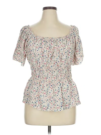 Pre-owned Grace & Lace Short Sleeve Blouse In White