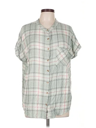 Pre-owned Grace & Lace Short Sleeve Button Down Shirt In Green