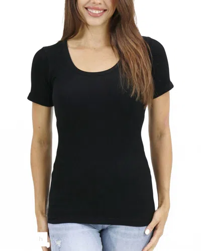 Grace & Lace Short Sleeve Knit Top In Black