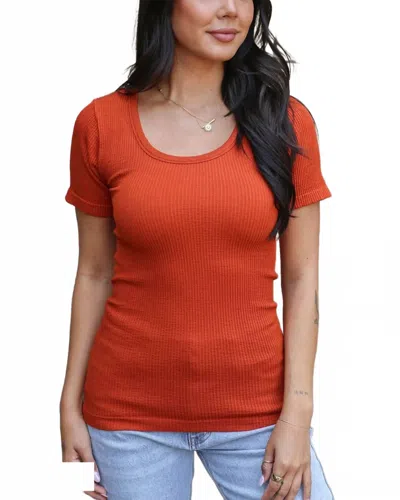 Grace & Lace Short Sleeve Knit Top In Ember In Red