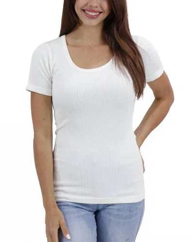 Grace & Lace Short Sleeve Knit Top In Ivory In White