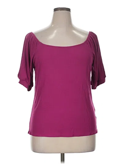 Grace & Lace Short Sleeve Top Purple Sweetheart Neckline Tops