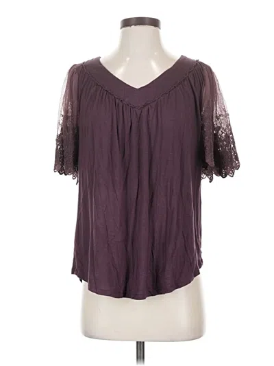 Pre-owned Grace & Lace Short Sleeve Top Purple Sweetheart Neckline Tops