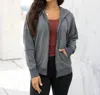 Grace & Lace Signature Soft Zip Up Hoodie In Charcoal In Pink