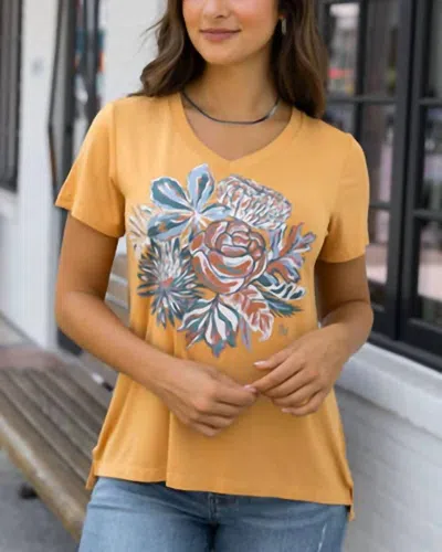 Grace & Lace Sketched Graphic Tee In Mustard Floral In Yellow