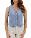 Grace & Lace Sleeveless Denim Vest In Mid-wash