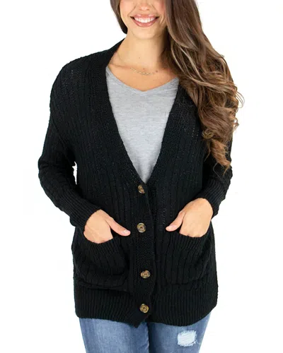 Grace & Lace Slouchy Knit Cardigan In Black
