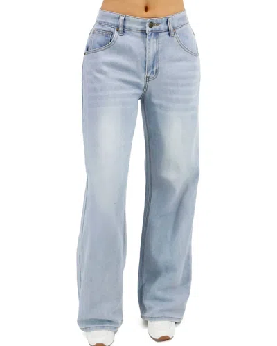 Grace & Lace Slouchy Soft Wide Leg Jeans In Non Distressed Light-wash In Blue