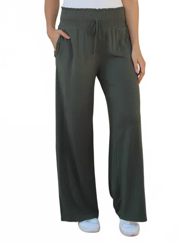 Grace & Lace Smocked Wide Leg Pant In Olive In Black