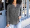 Grace & Lace Snow Day Henley Long Sleeve Top In Heathered Charcoal In Multi