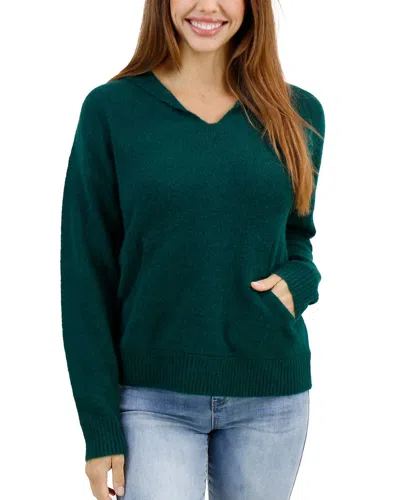 Grace & Lace So Soft Knit Sweater Hoodie In Deep Green