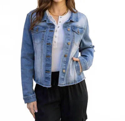 Grace & Lace Soft Wash Denim Jacket In Mid Wash In Blue