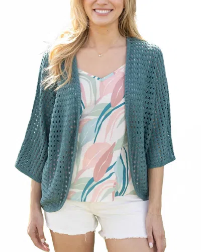 Grace & Lace Springtime Cocoon Cardigan In Pacific Green In Blue