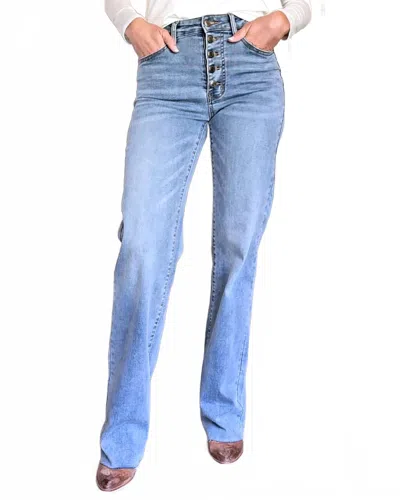 Grace & Lace Straight Mid Wash Cuff Jeans In Blue