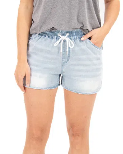 Grace & Lace Stretch Chambray Shorts In Light Wash In Blue