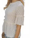 Grace & Lace Stretch Lace Peplum Top In Ivory In Neutral