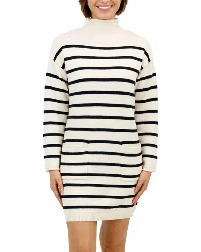 Grace & Lace Striped Sweater Dress In Natural-black In White
