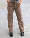 Grace & Lace Sueded Twill Cargo Pants In Caribou In Brown