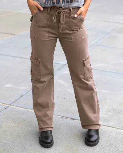 Grace & Lace Sueded Twill Cargo Pant In Caribou In Brown