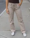 Grace & Lace Sueded Twill Cargo Pants In Khaki In Beige