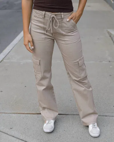 Grace & Lace Sueded Twill Cargo Pant In Khaki In Beige