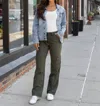 Grace & Lace Sueded Twill Cargo Pants In Olive In Green