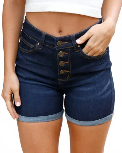 Grace & Lace Super Stretch Shorts In Dark Denim In Blue