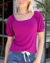 Grace & Lace Sweet Ribbed Top In Magenta In Pink