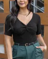 Grace & Lace Sweetheart Short Sleeve Top In Black In Black