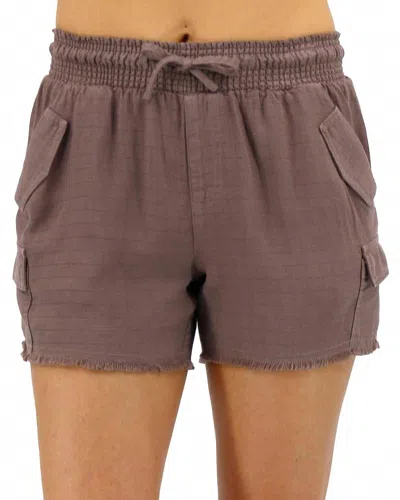 Grace & Lace Tencel Lyocell Cargo Soft Shorts In Mocha In Purple