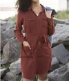 Grace & Lace Tencel Lyocell Utility Dress In Auburn In Red