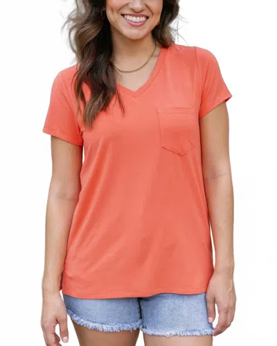 Grace & Lace True Fit Perfect Pocket Tee In Apricot In Multi
