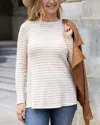 Grace & Lace Tunic Tee Long Sleeve In Natural Stripe In Multi