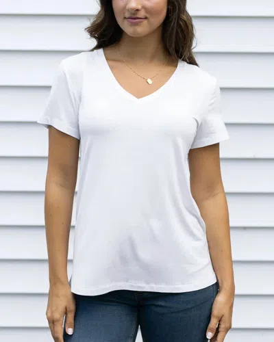 Grace & Lace Vip Favorite V Neck Top In Ivory In White