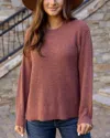 Grace & Lace Waffle Knit Sweater In Adobe Brick In Brown