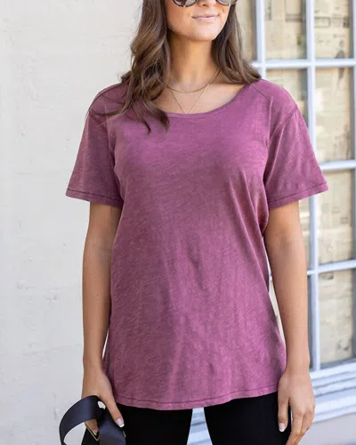 Grace & Lace Wash And Worn Short Sleeve Tee In Berry