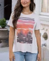 Grace & Lace Watercolor Graphic Tee In White Multi