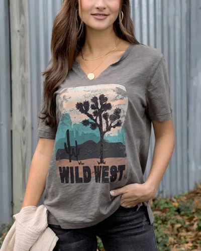 Grace & Lace Wild West Washed And Worn Tee In Multi In Gray